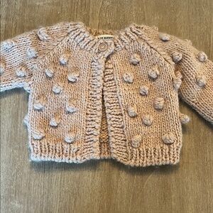 The Blueberry Hill Kids Pom-Pom Knit Cardigan - Blush